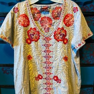 Large Johnny Was Gray Short sleeve blouse